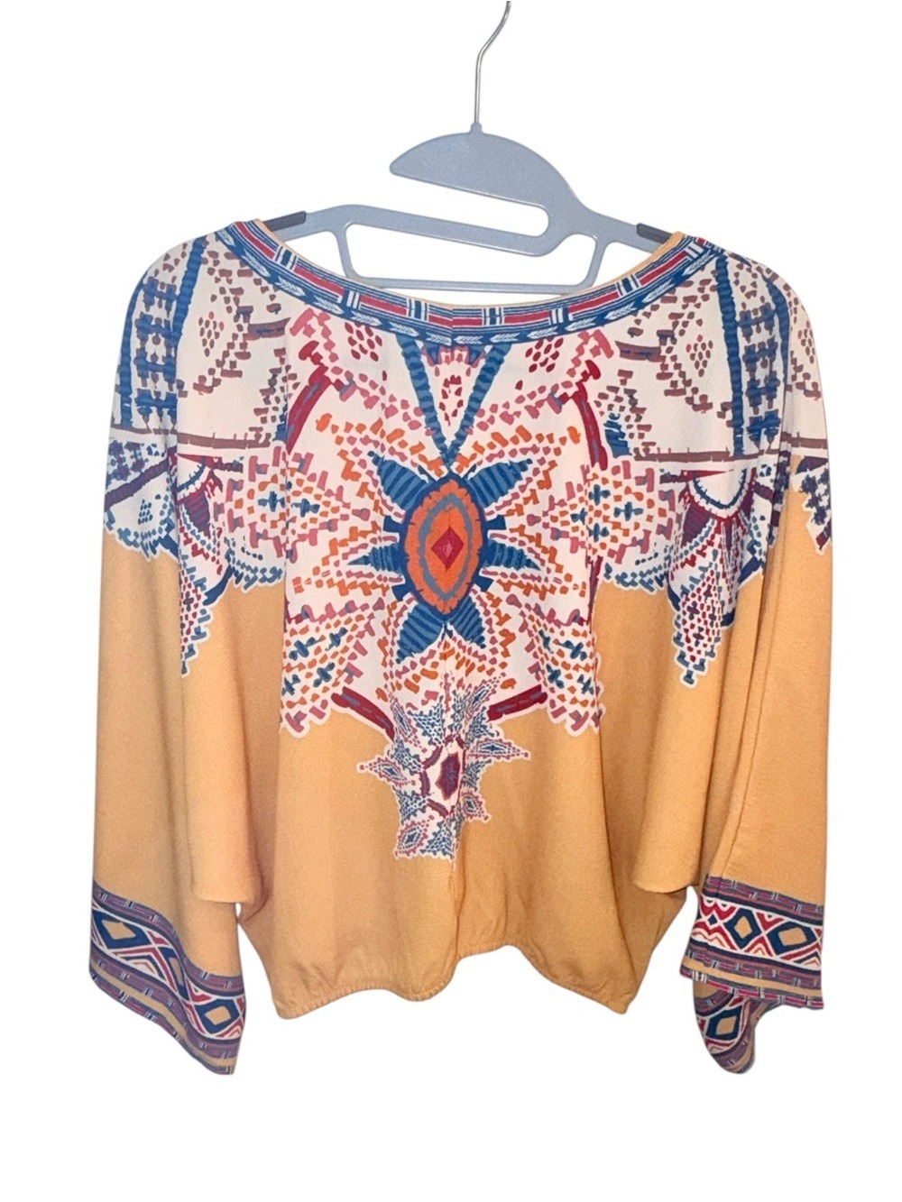 Flying Tomato Yellow Bohemian Kimono Sleeve Crop Top Medium - Picture 3 of 6